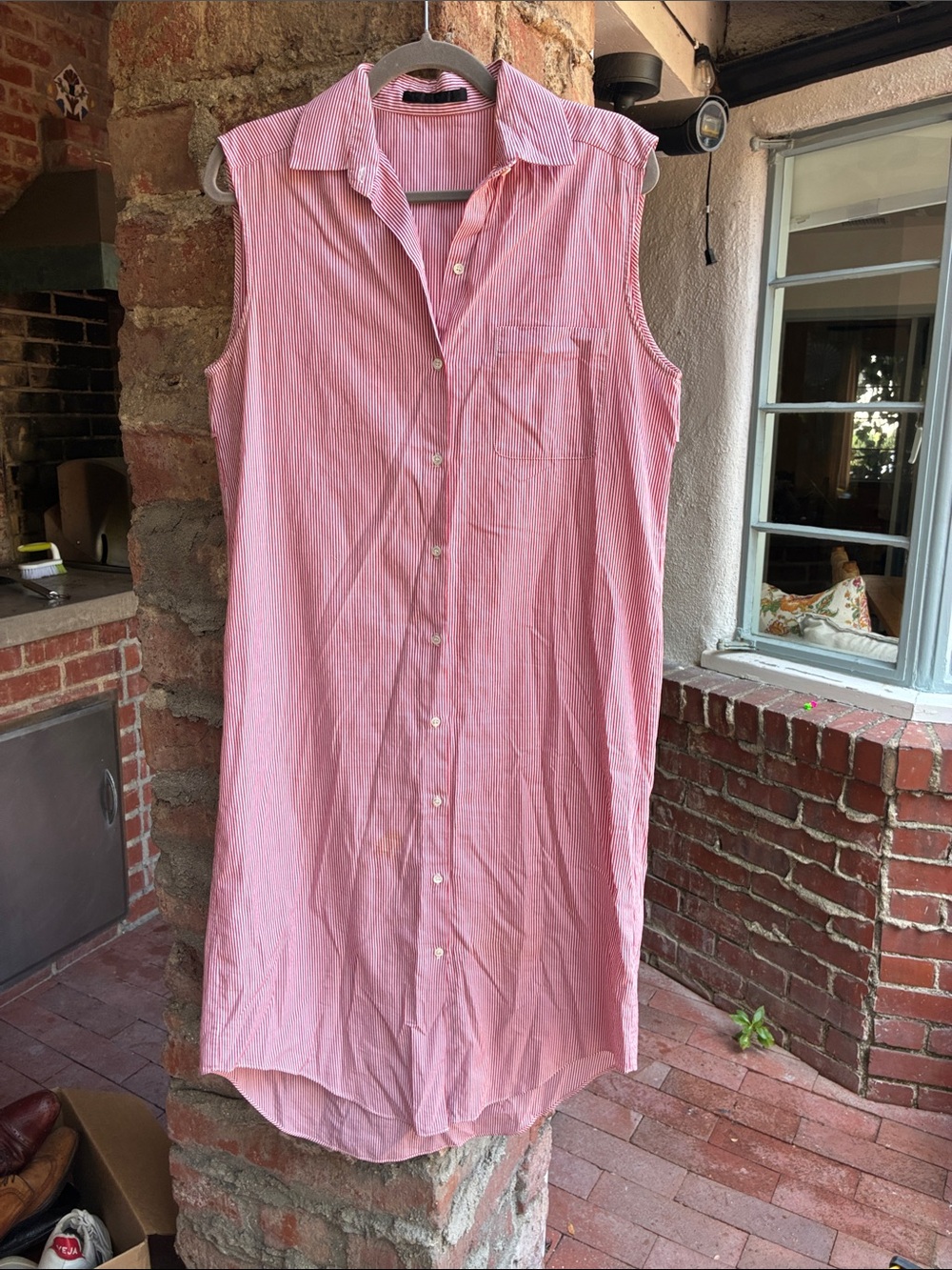 Jenni Kayne Pink Sleeveless Button-Front Shirt Dress